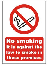 SECO Prohibition Safety Sign No Smoking It Is Against The Law To Smoke In These Premises Self Adhesive Vinyl 150 x 200mm - SB003SRP150X200